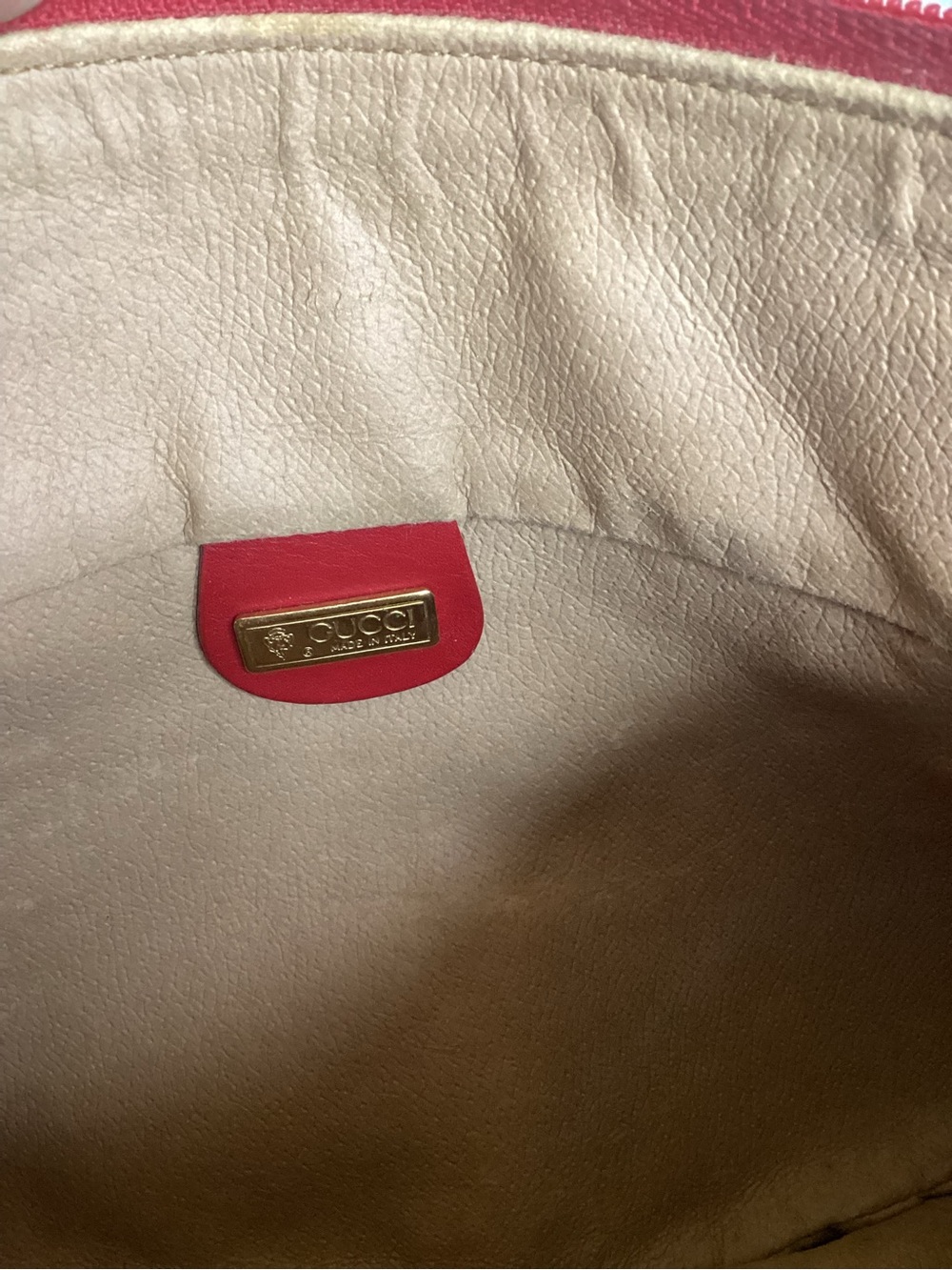 Vintage Gucci Micro-Monogram Red Leather Half-Moon Crossbody Shoulder Bag EUC - Picture 15 of 16
